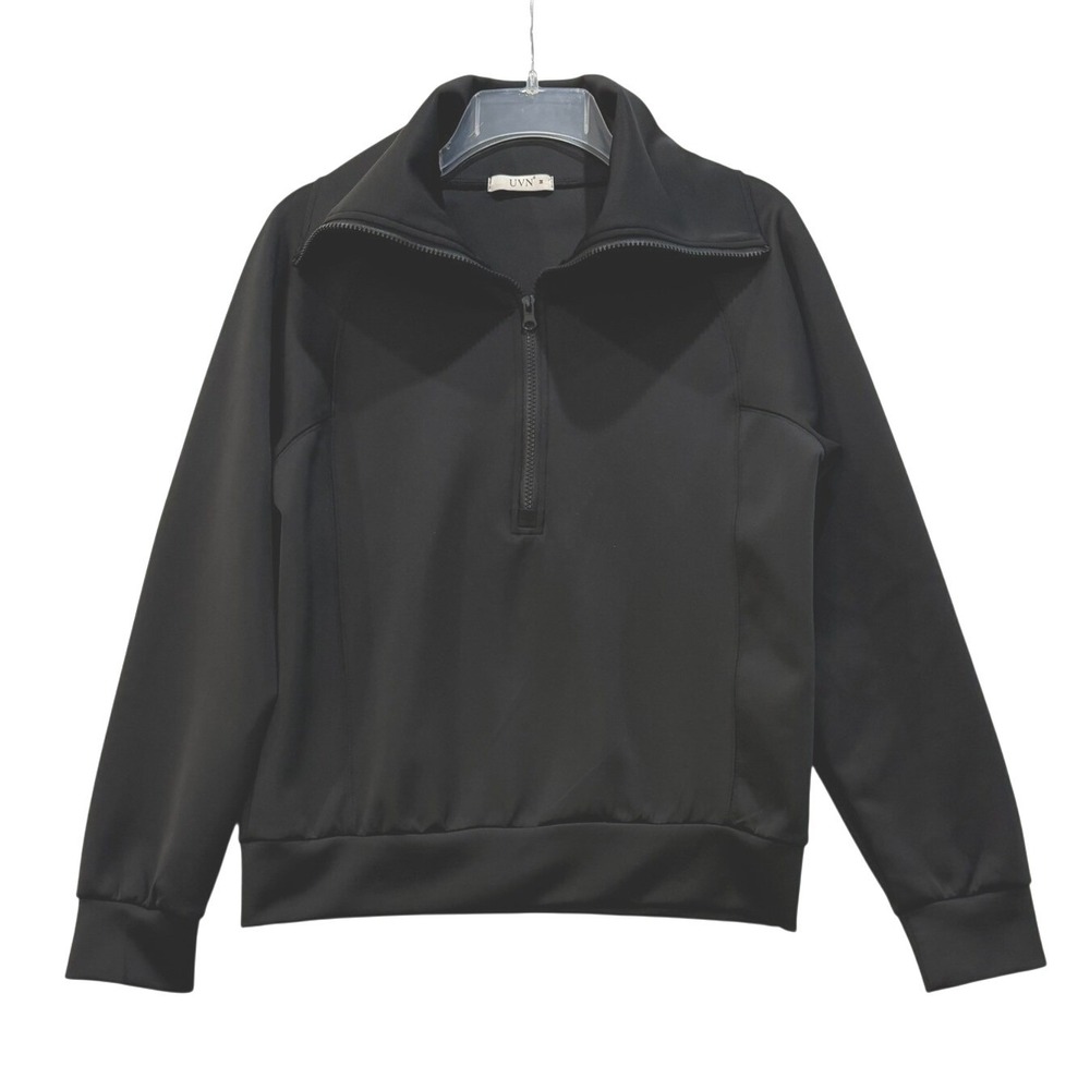 UVN Women's Black‎ Quarter Zip Pullover Sweatshirt Athletic Top Size Medium